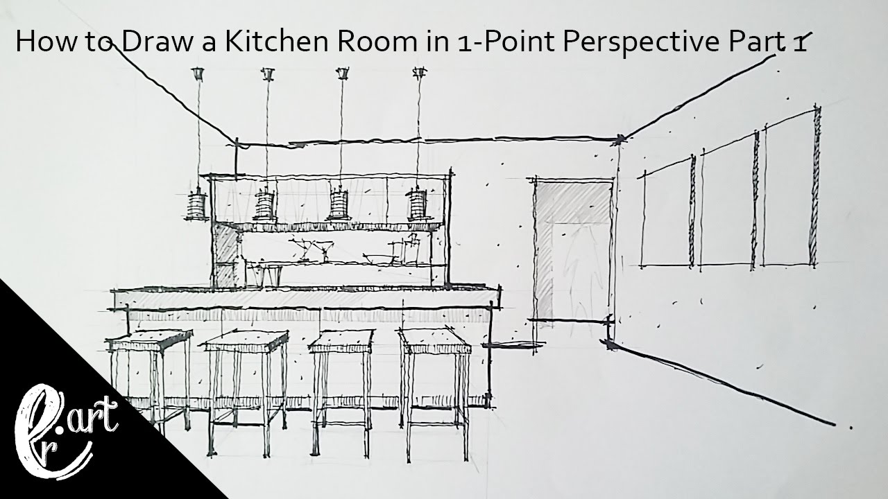 1280x720 Part - Kitchen Perspective Drawing