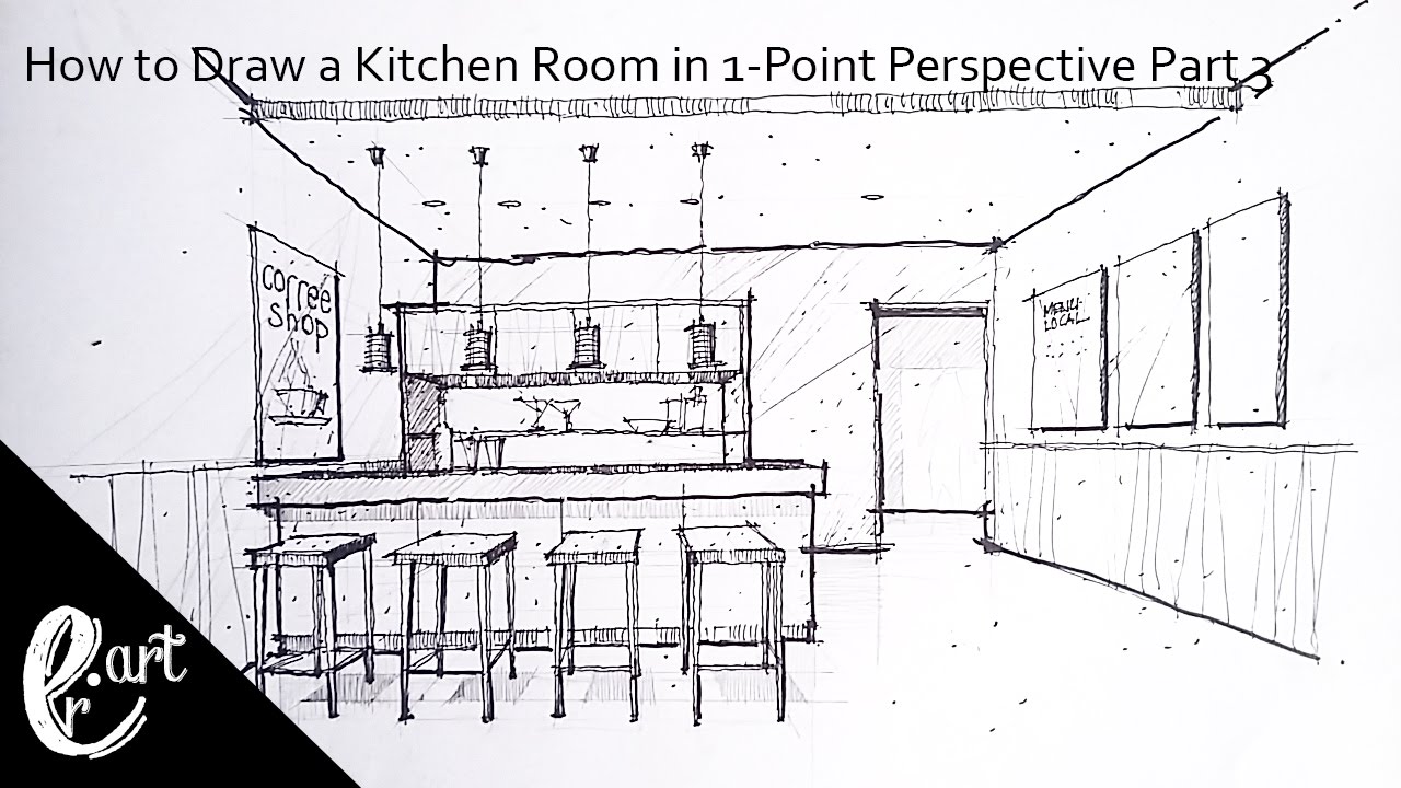 1280x720 Part - Kitchen Perspective Drawing