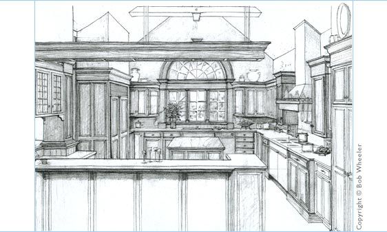 562x337 kitchen perspective drawing point perspective kitchen drawing - Kitchen Perspective Drawing