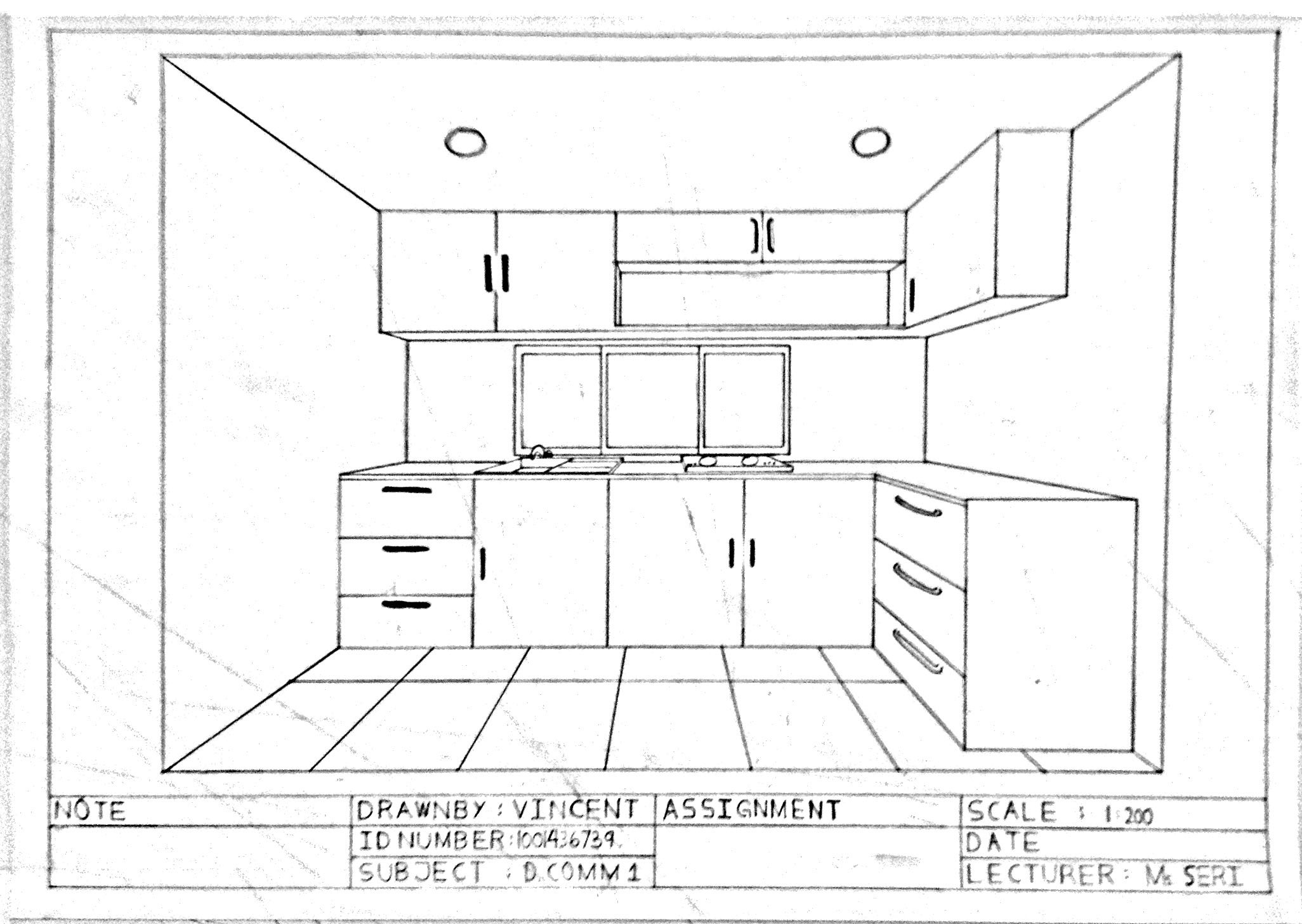 Kitchen Perspective Drawing 5 