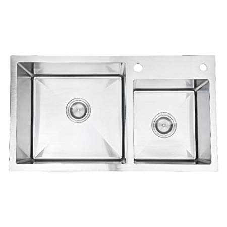 450x450 manual welding double basin kitchen wire drawing stainless steel - Kitchen Sink Drawing