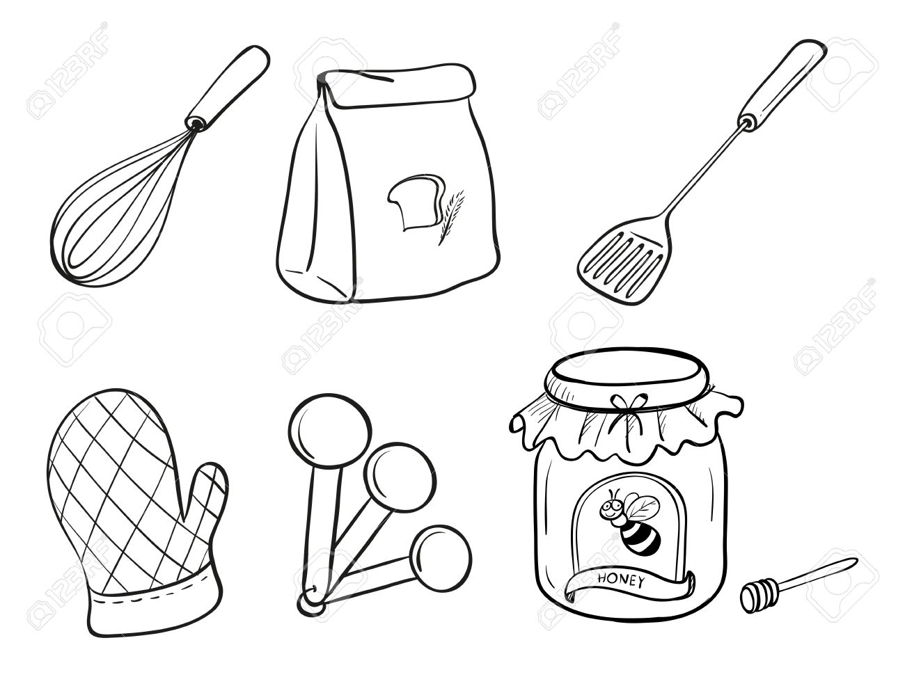 1300x973 Huge Collection Of 'kitchen Utensils Drawing' Download More Than - Kitchen Tools Drawing