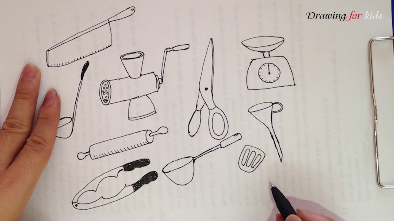 1280x720 Kitchen Items - Kitchen Tools Drawing