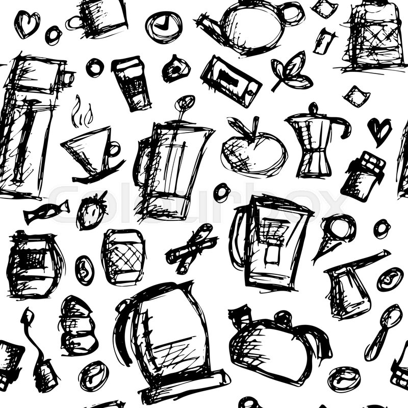 800x800 kitchen utensils, sketch drawing for stock vector colourbox - Kitchen Utensils Drawing