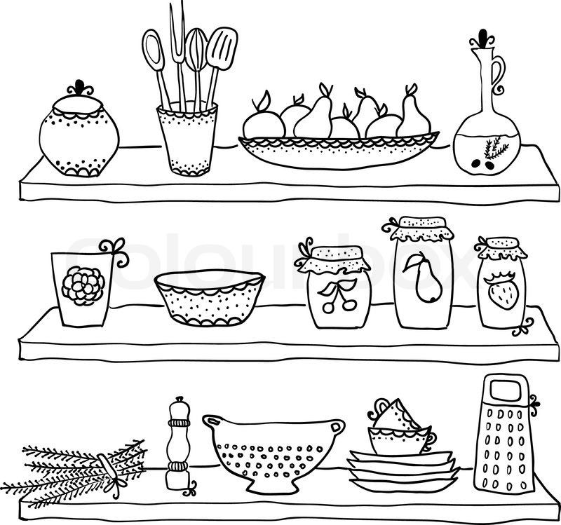 Kitchen Utensils Drawing at PaintingValley.com | Explore collection of