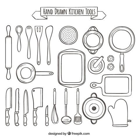 Kitchen Utensils Drawing at PaintingValley.com | Explore collection of ...