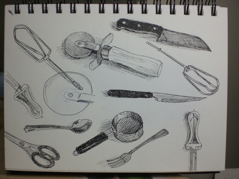 1000x750 My Drawing Journal Day - Kitchen Utensils Drawing