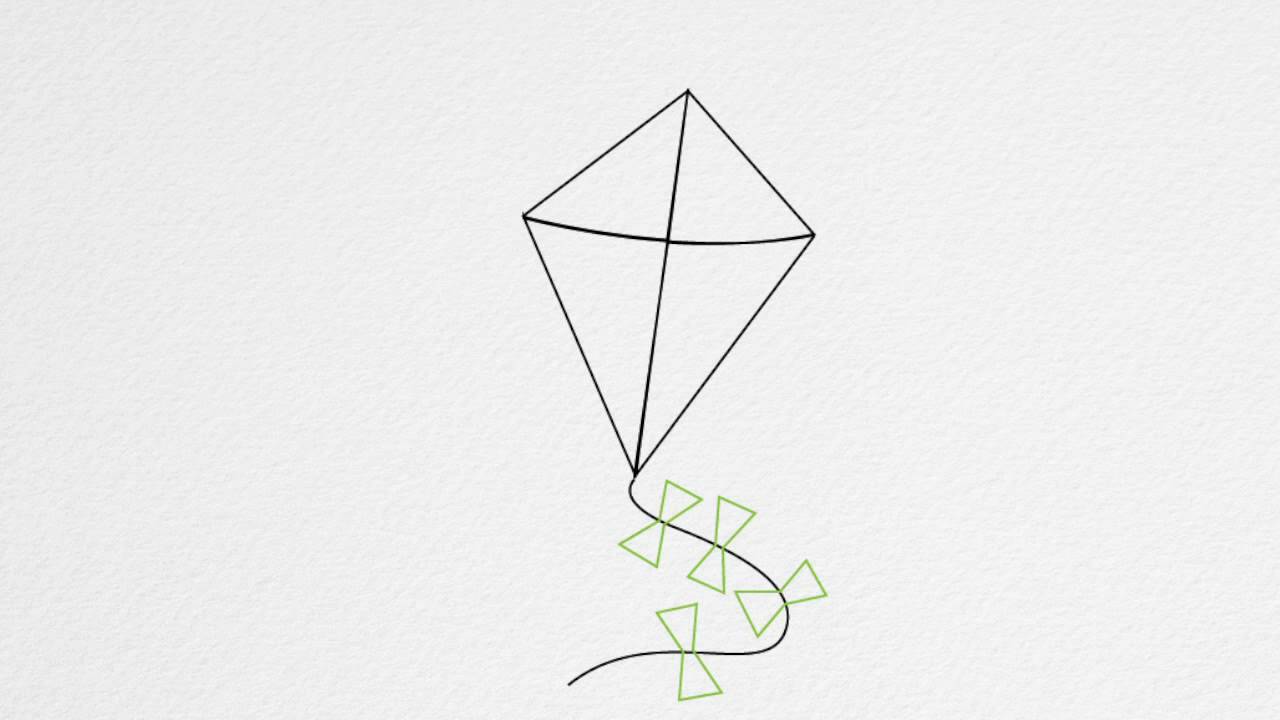 1280x720 how to draw a kite step - Kite Drawing