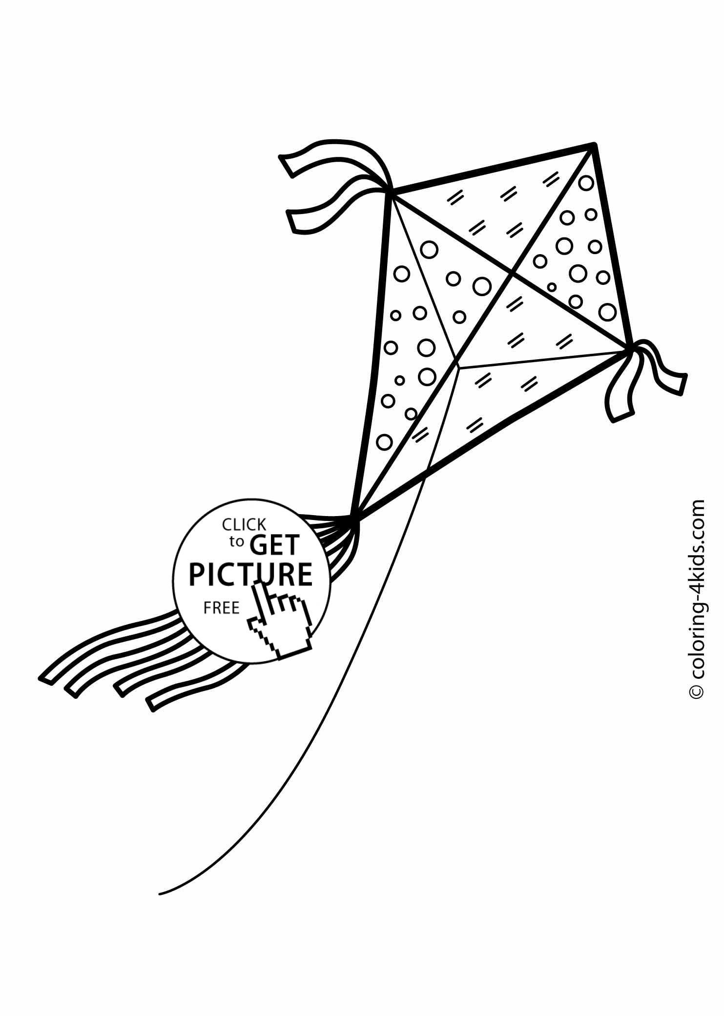 1483x2079 kite coloring pages for kids, printable drawing coloing - Kite Drawing