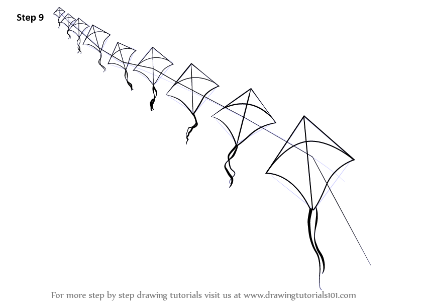844x598 Learn How To Draw Flying Kites - Kite Drawing
