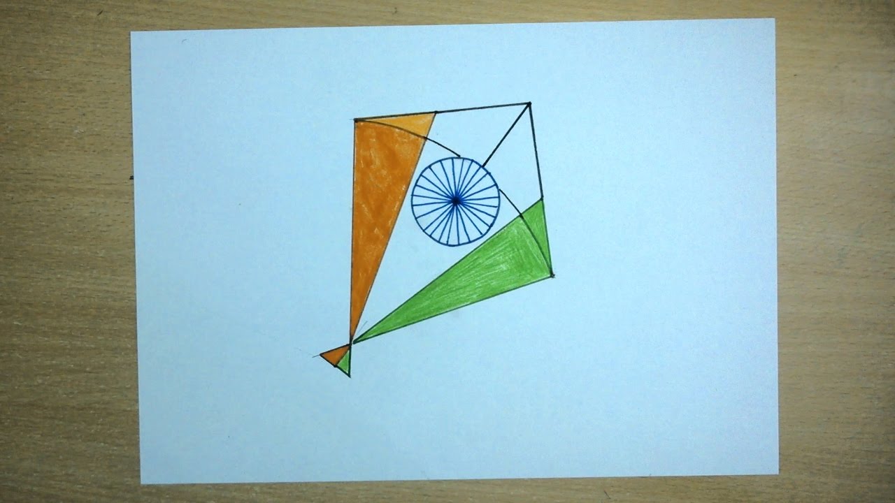 1280x720 republic day drawing happy republic day kite drawing for kids - Kite Drawing