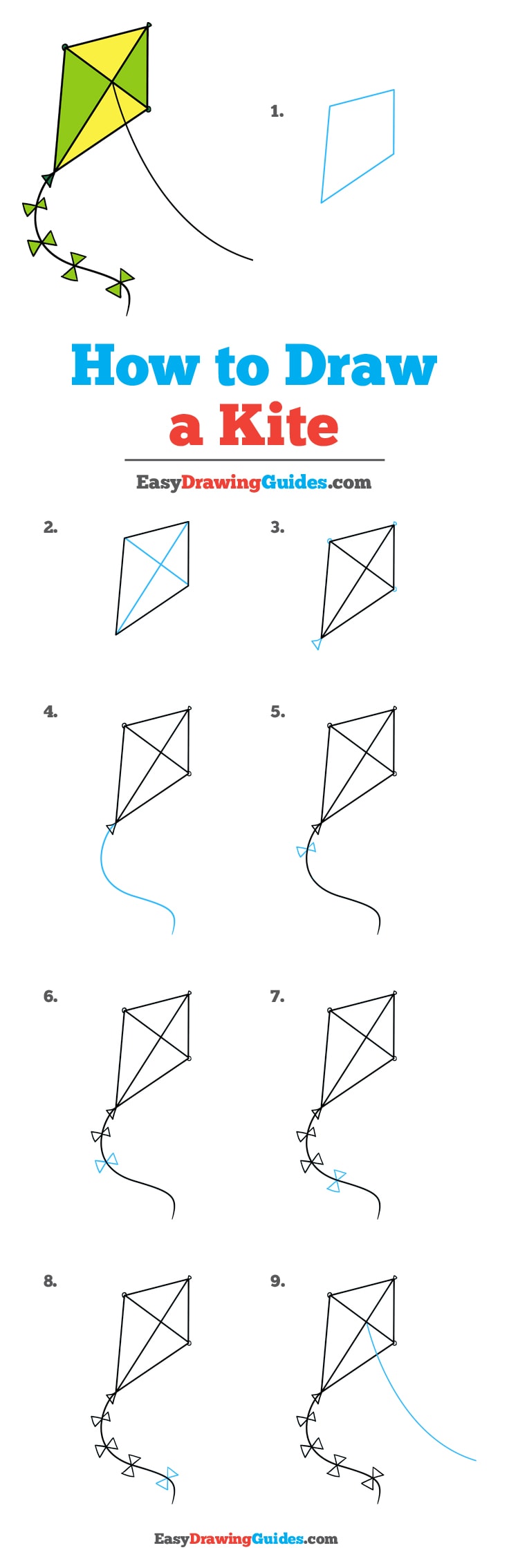 736x2269 how to draw a kite - Kite Drawing Images
