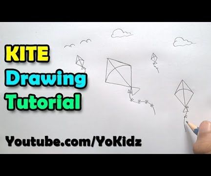 432x360 how to draw a kite - Kite Drawing Images