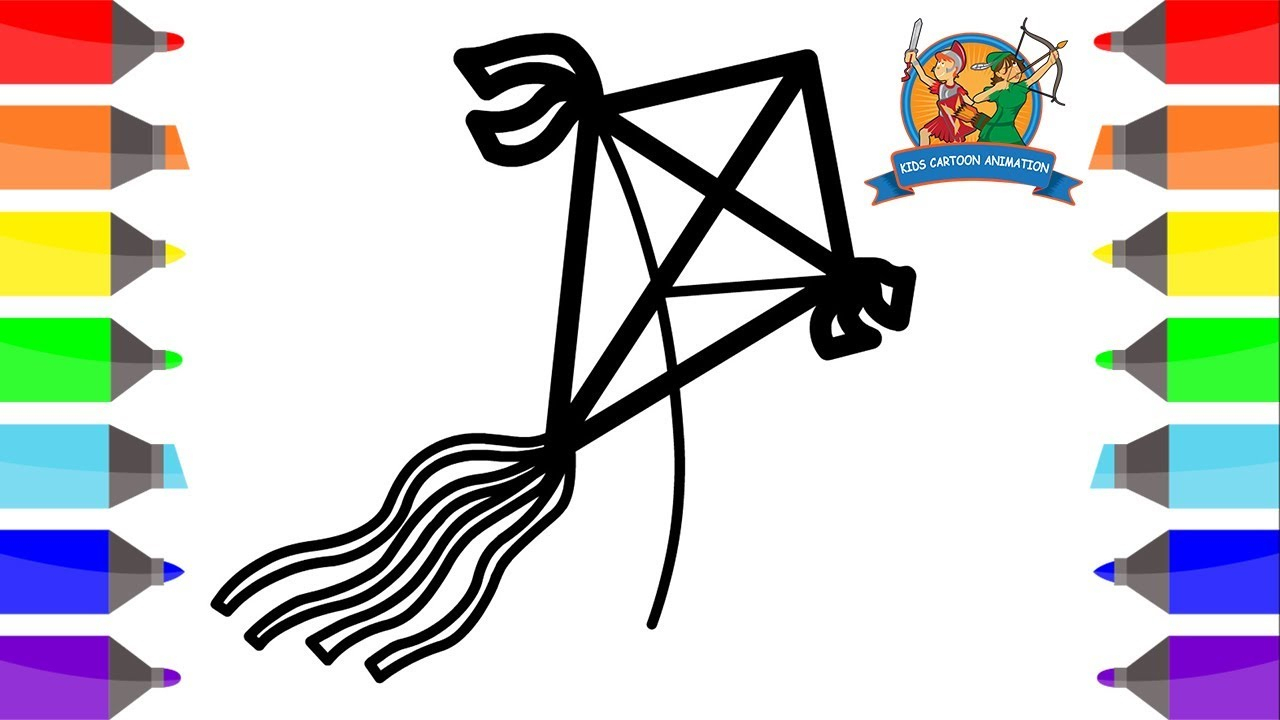 1280x720 kite drawing for coloring how to draw a kite coloring pages - Kite Drawing Images