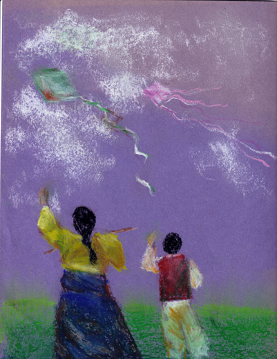 541x700 Kite Flying Drawing - Kite Flying Drawing