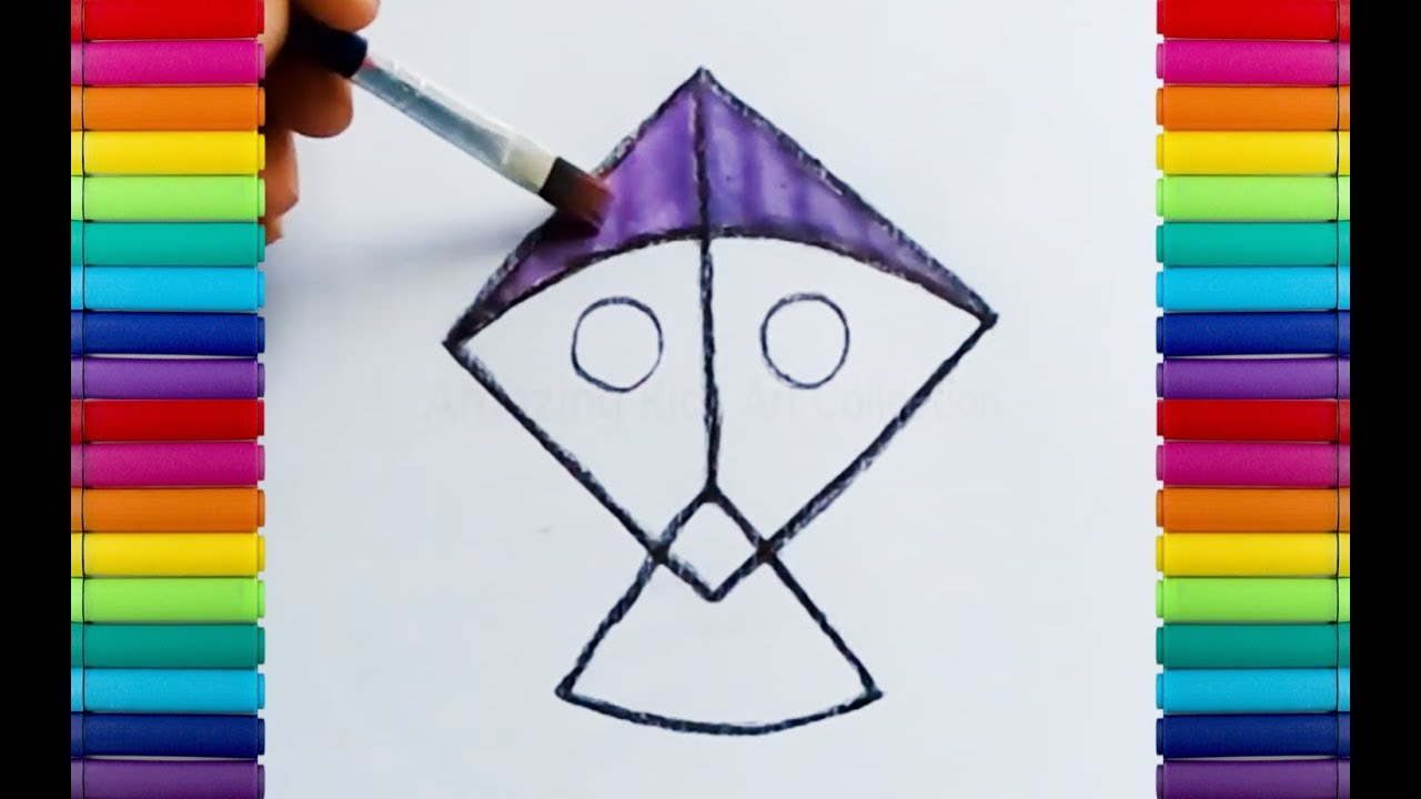 1280x720 How To Draw Kite Handmade Kite Drawing Painting With Water - Kite Images For Drawing