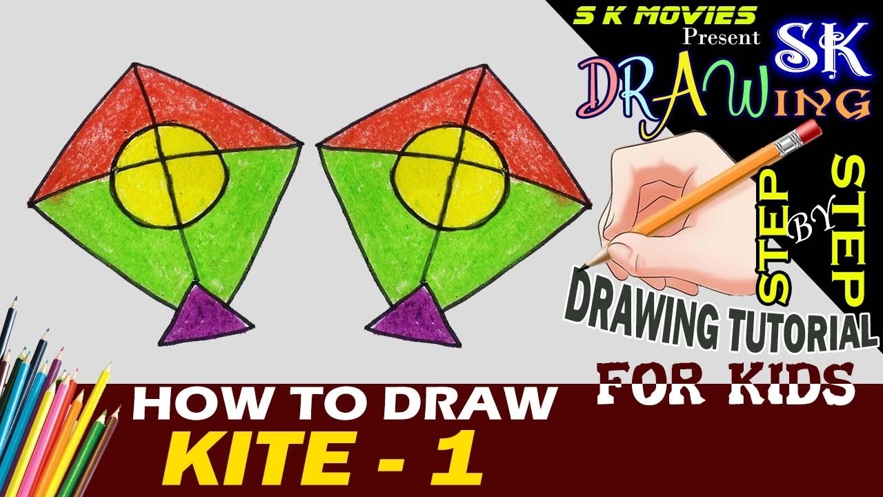 1280x720 Kite How To Draw Kite, Easy Drawing Step - Kite Images For Drawing
