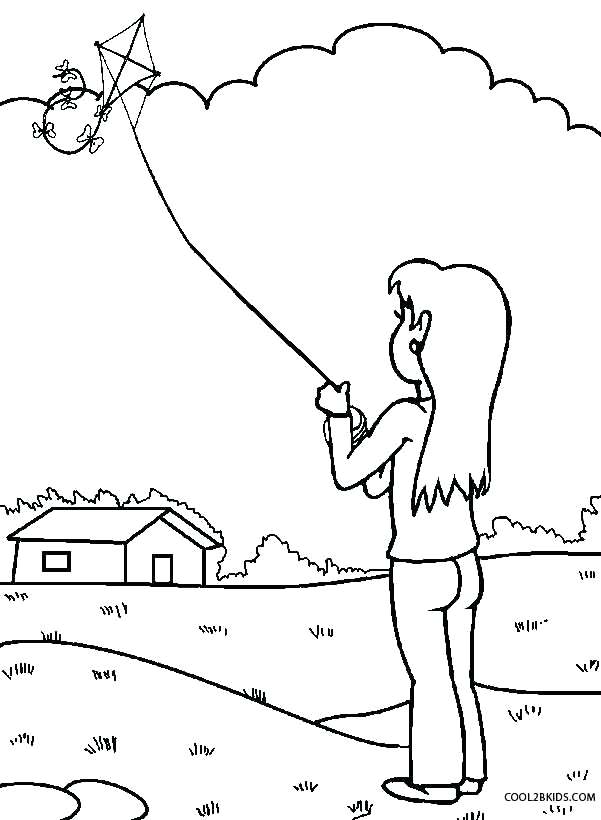 601x820 Kites Coloring Pages Kite Printable Drawing For My Loves Free - Kite Images For Drawing