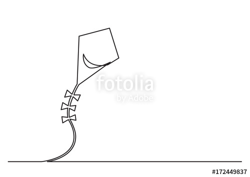 500x354 One Line Drawing Of Isolated Vector Object - Kite Line Drawing
