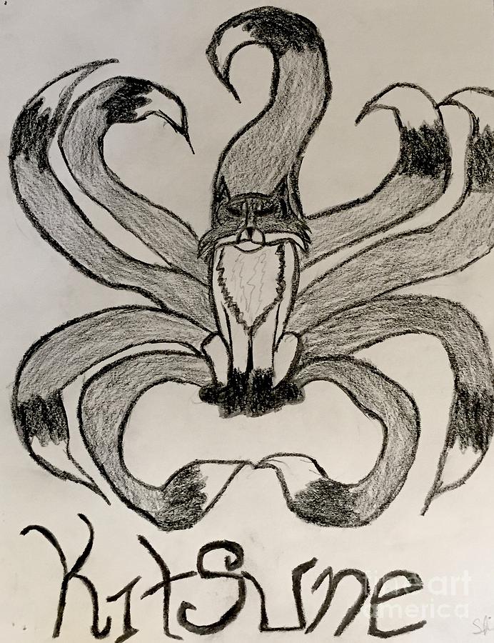 692x900 wise kitsune fox drawing - Kitsune Drawing