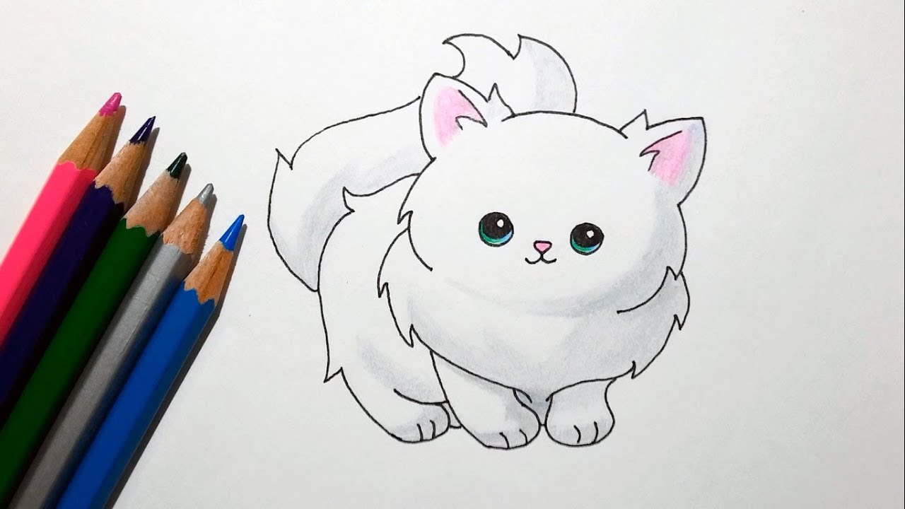 1280x720 How To Draw A Cute Cartoon Cat - Kitten Cartoon Drawing