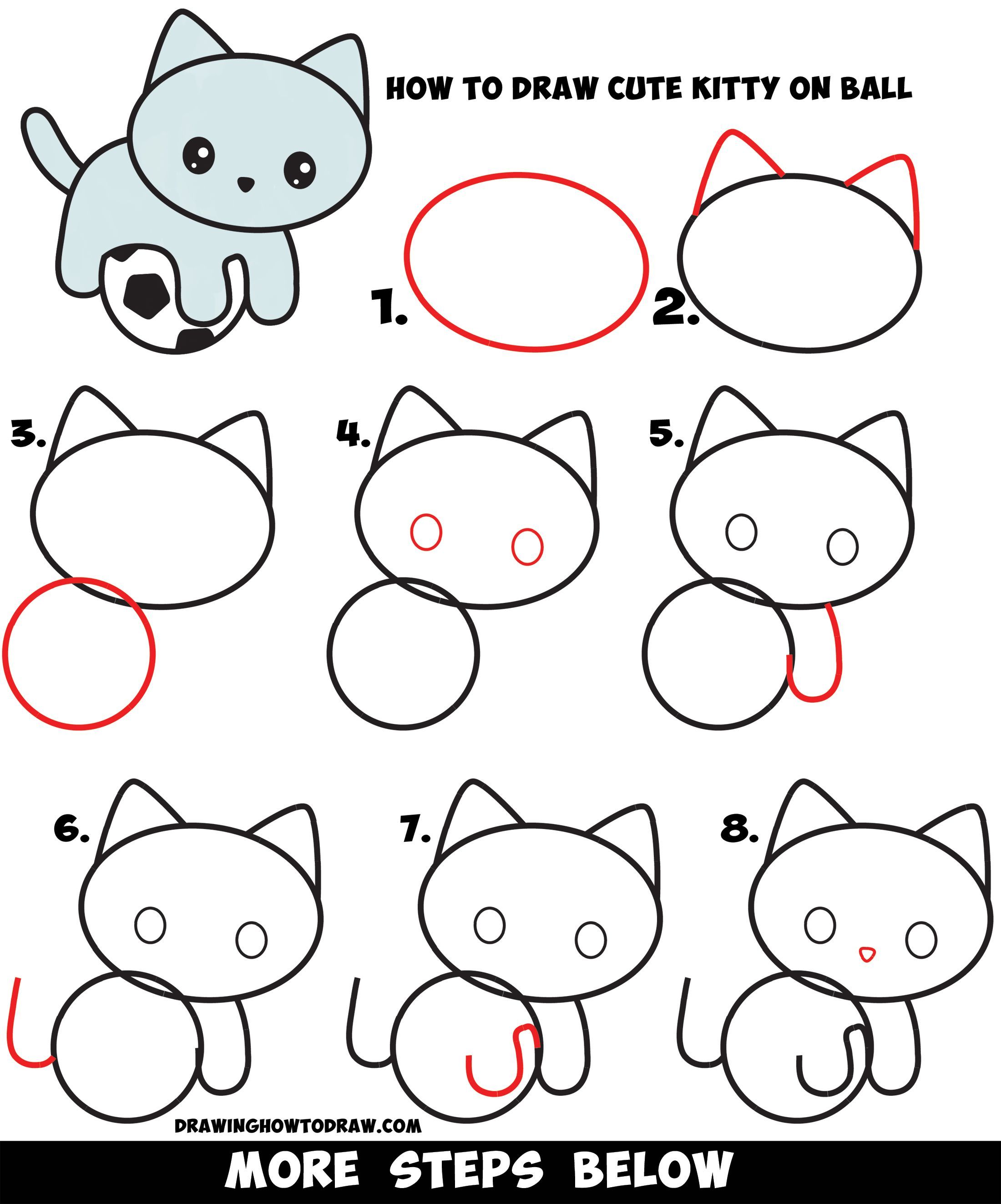 2200x2646 Learn How To Draw A Cute Kitten Playing On A Soccer Ball Easy Step - Kitten Drawing Step By Step