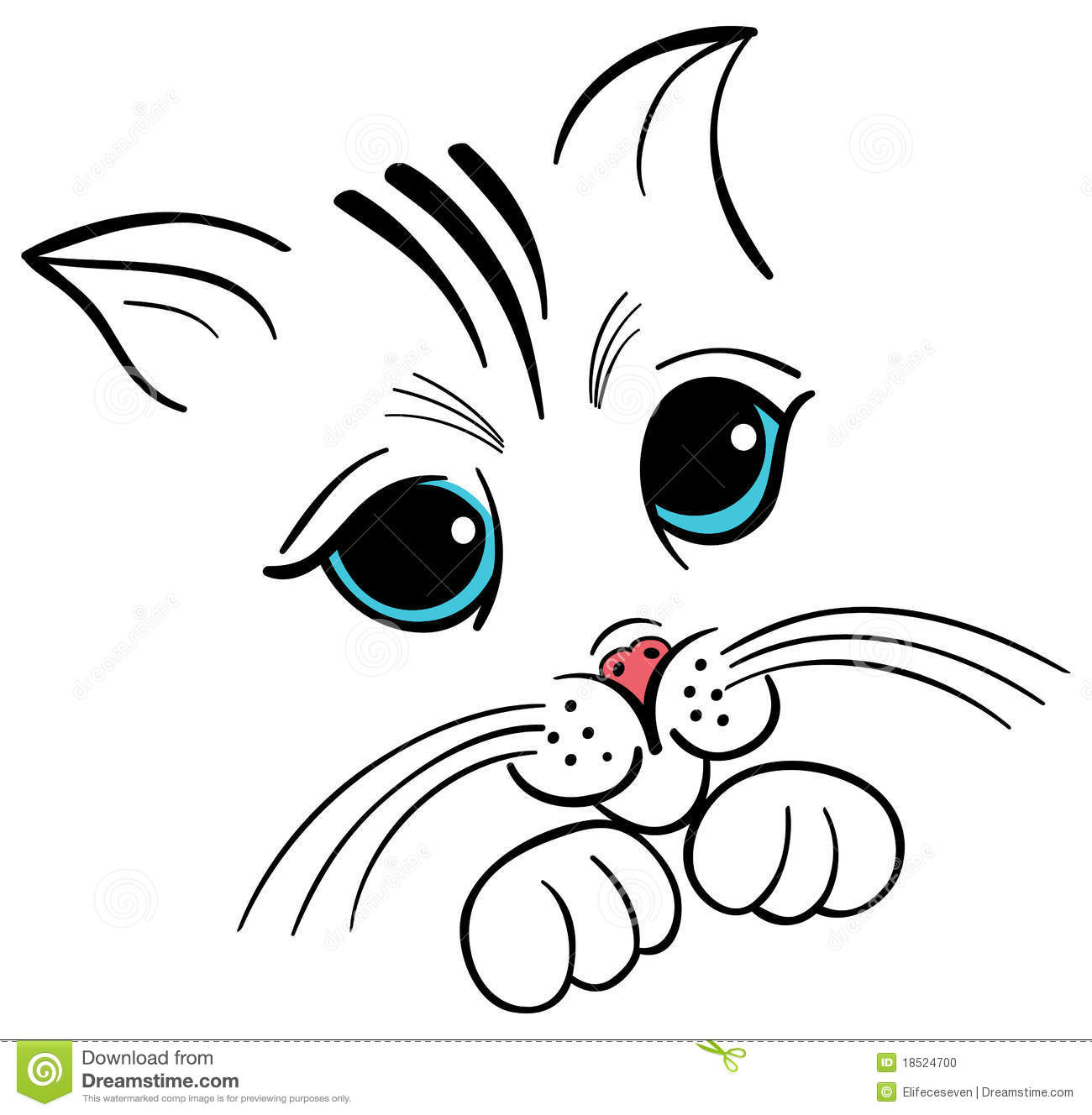 1300x1328 Cute Cat Face Drawing Kitten Face Drawing Stock Vector - Kitten Face Drawing