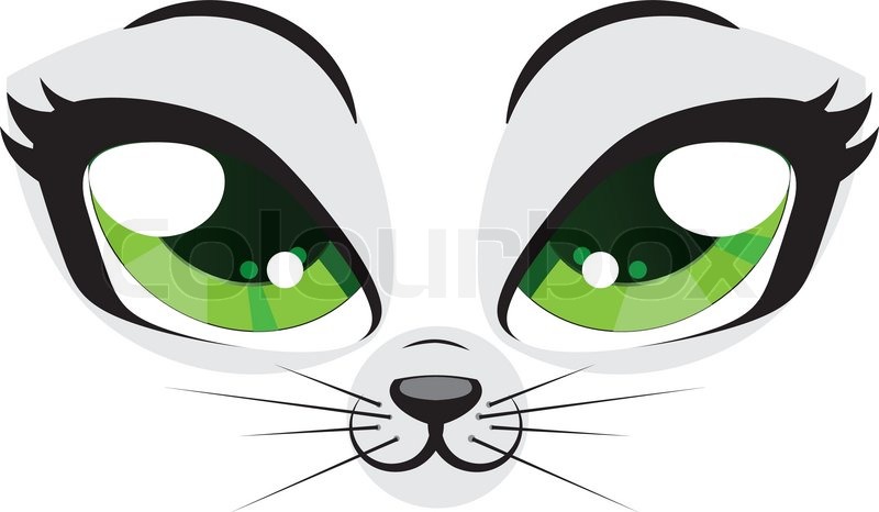 800x466 Cute Cartoon Kitten Face With Green Stock Vector Colourbox - Kitten Face Drawing