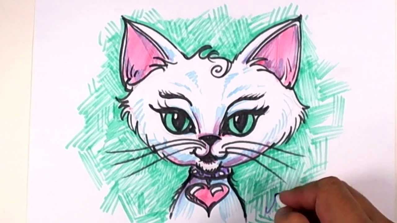 1280x720 Fantasy Cat Drawing Lesson - Kitten Face Drawing