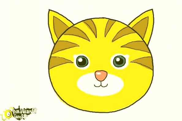 594x394 Triangle Face Shape Kitten Face Drawing Hd - Kitten Face Drawing