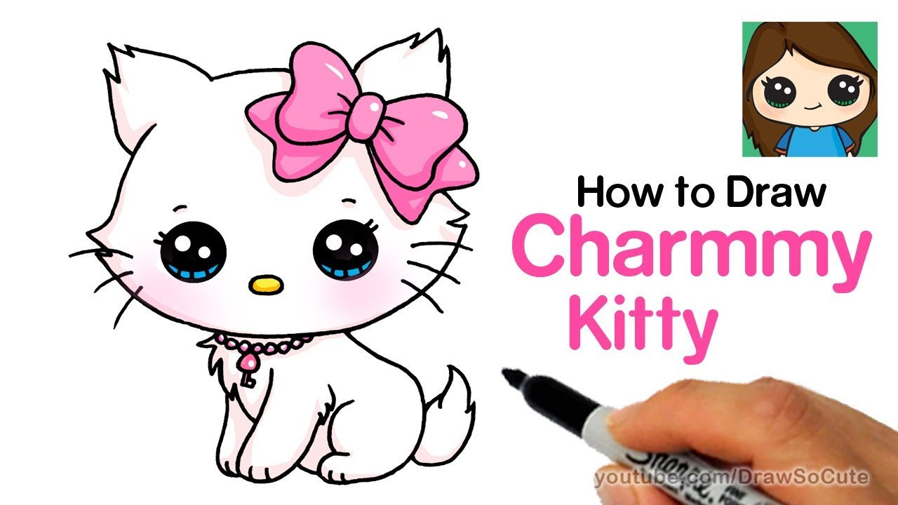 1280x720 How To Draw A Cute Cat Easy Sanrio Charmmy Kitty - Kitty Cat Drawing