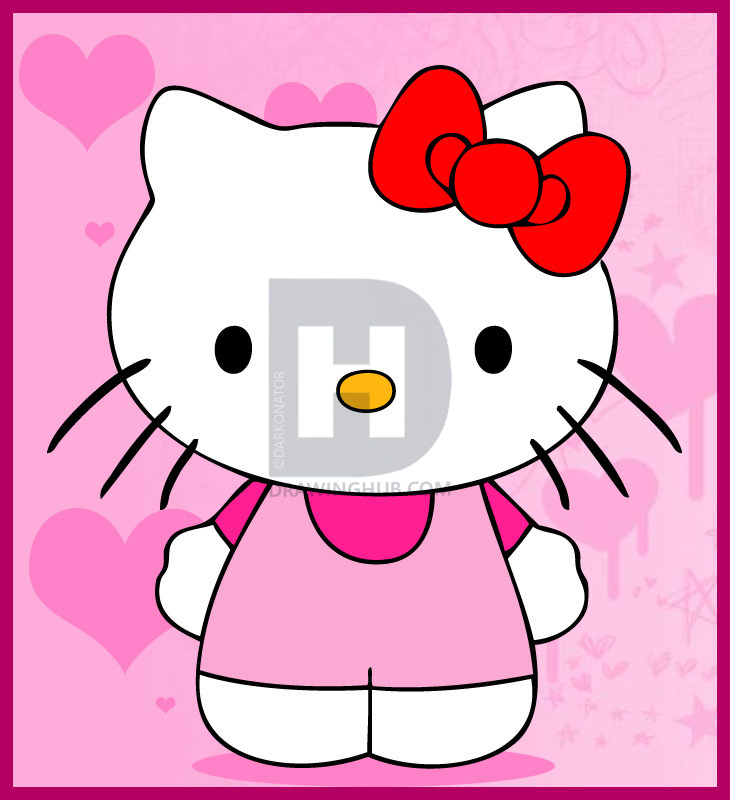 730x800 How To Draw Hello Kitty, Step - Kitty Drawing