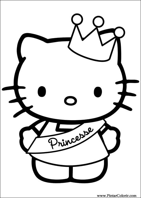 567x794 Drawings To Paint Colour Hello Kitty - Kitty Drawing