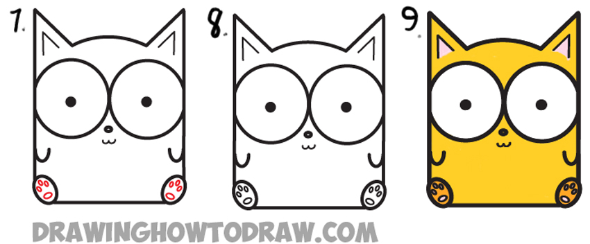 850x352 How To Draw Cartoon Baby Kitty Cat Or Kitten From Letters Easy - Kitty Drawing Easy