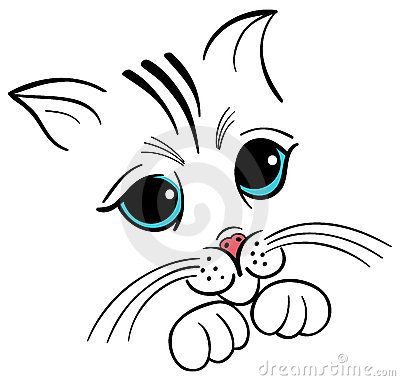 400x381 Cats Cartoon Drawings Of Animals, Cute Cat Face - Kitty Face Drawing