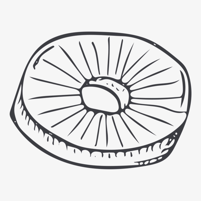 650x651 Line Drawing Of Kiwifruit Slice, Line Clipart, Rough Lines, Kiwi - Kiwi Fruit Drawing
