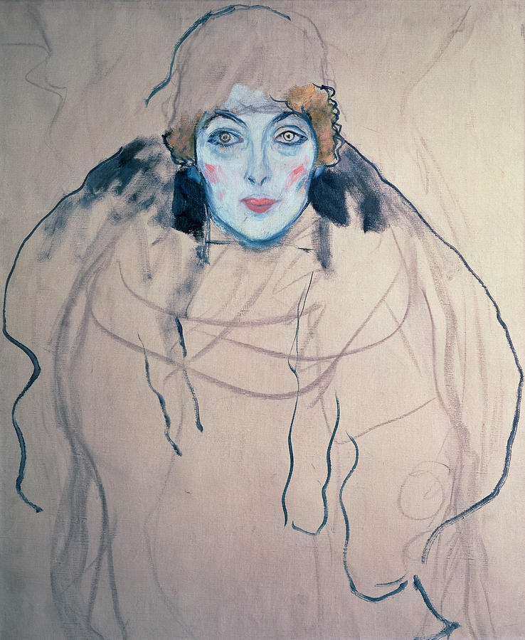 738x900 Head Of A Woman Drawing - Klimt Drawings