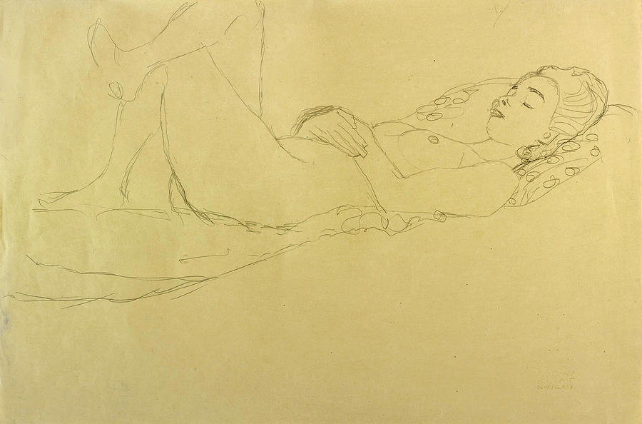 900x594 Sleeping Girl Drawing - Klimt Drawings