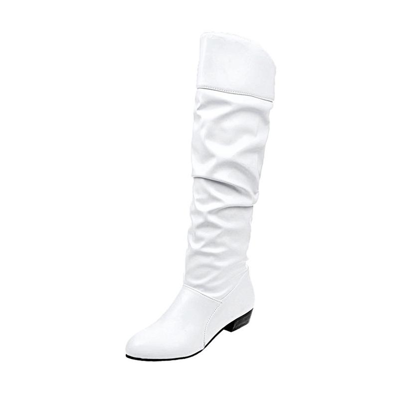 800x800 Pu Chunky Heel Knee High Boots Lookdora - Knee High Boots Drawing