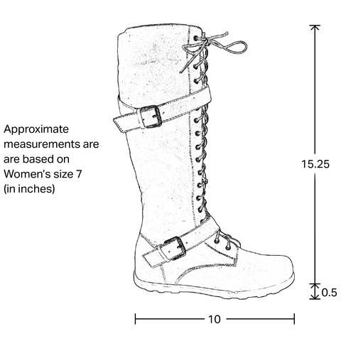 480x480 womens knee high boots lace up combat buckle straps shoes black - Knee High Boots Drawing