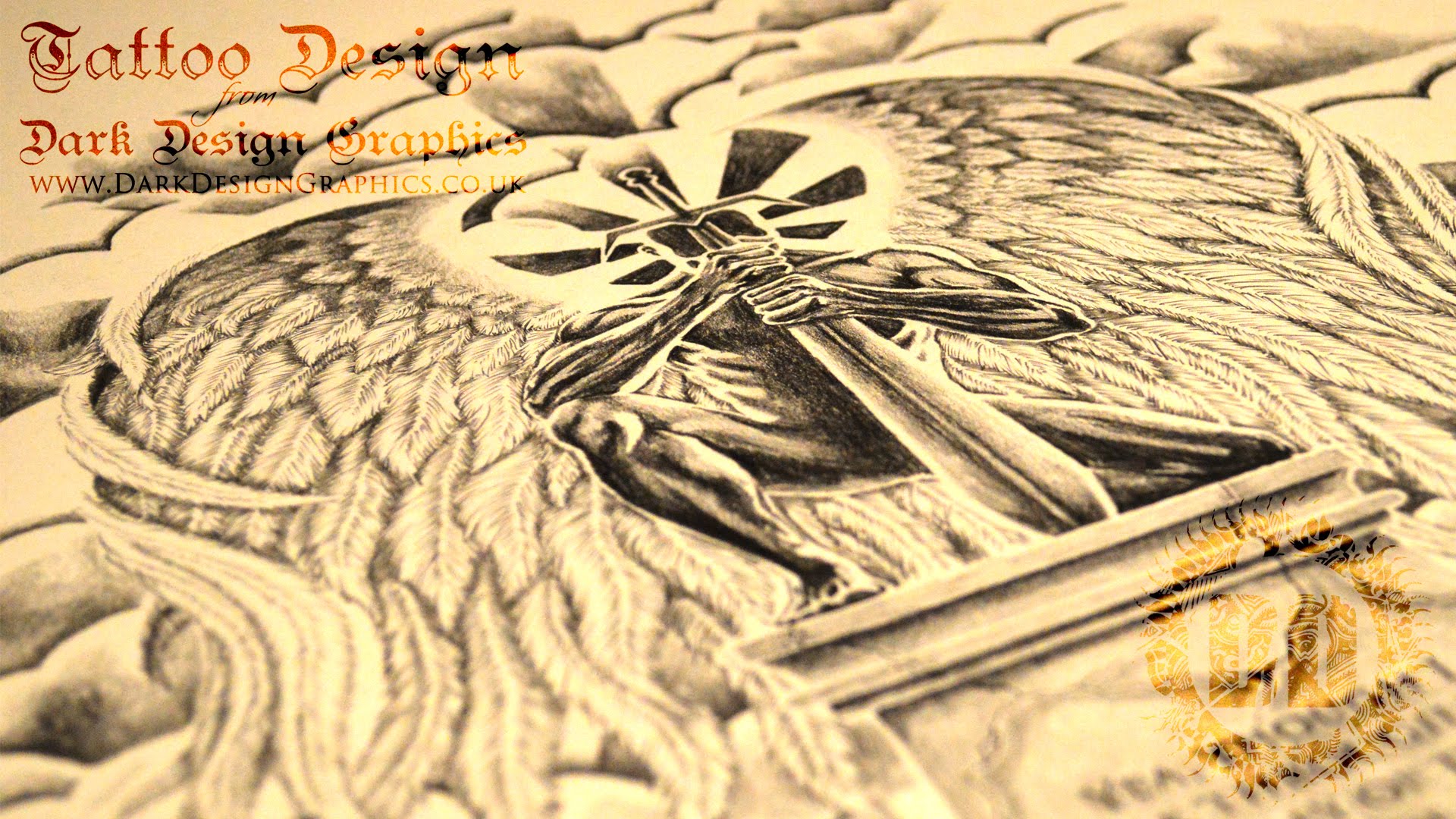 1920x1080 Kneeling Angel Drawing At Com Free For Personal Us On Of Tattoo - Kneeling Angel Drawing
