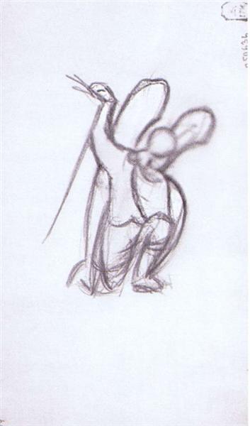 353x600 Kneeling Angel - Kneeling Angel Drawing