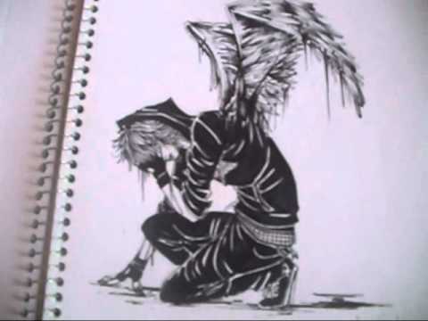 480x360 One Winged Angel My Drawings! - Kneeling Angel Drawing
