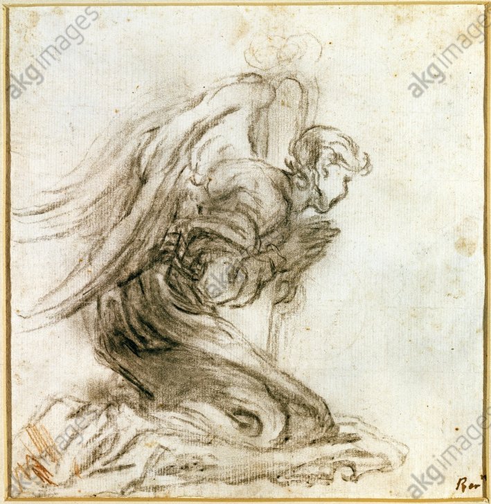 709x728 Akg Images - Kneeling Angel Drawing