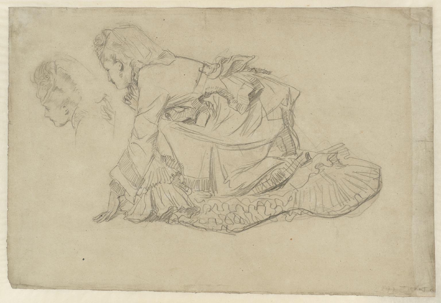 1536x1056 studies of a kneeling woman', james tissot, tate - Kneeling Drawing