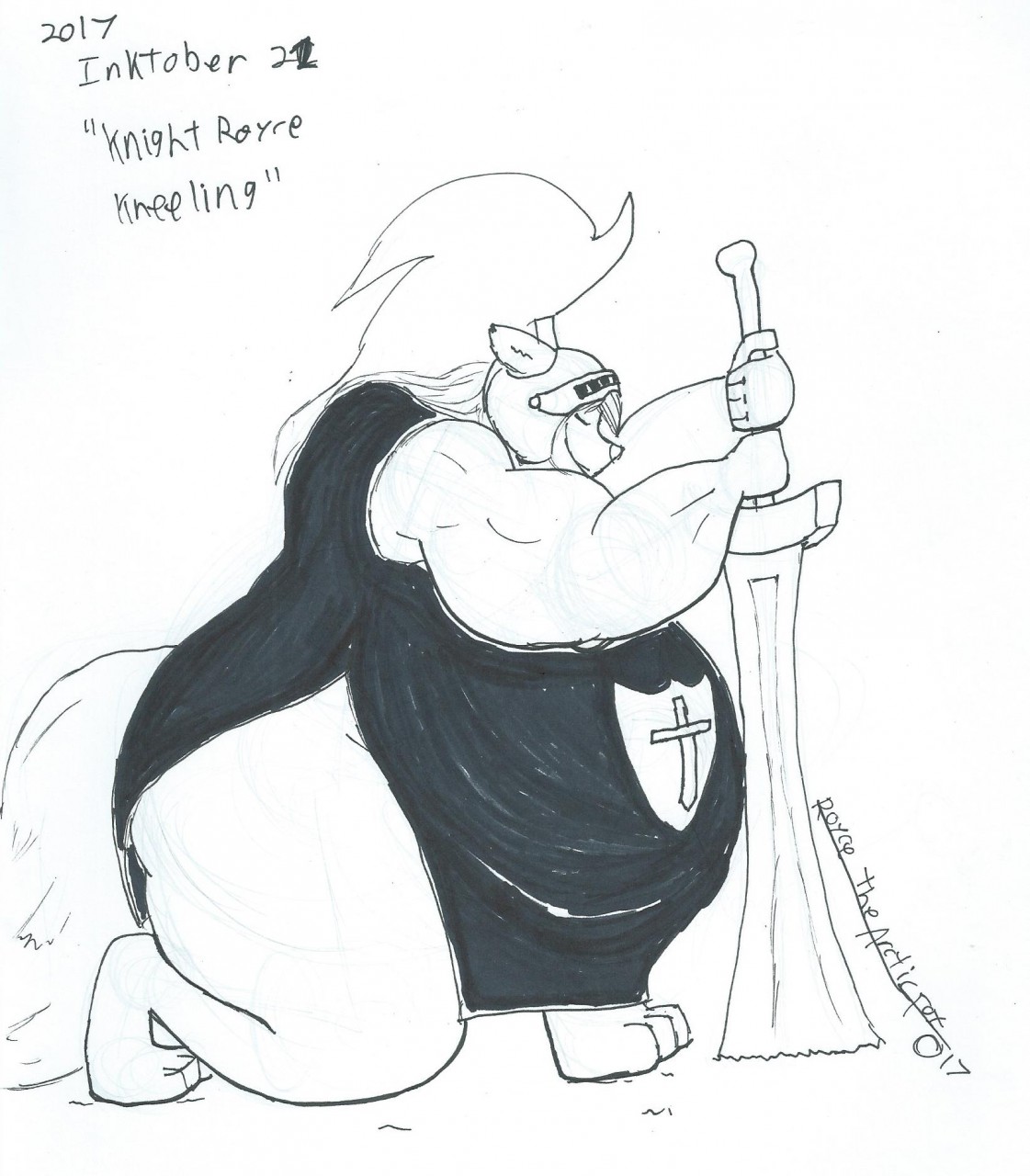 1121x1280 Inktober Knight Royce Kneeling - Kneeling Knight Drawing