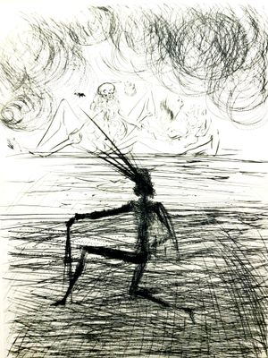 300x400 Kneeling Knight Etching - Kneeling Knight Drawing