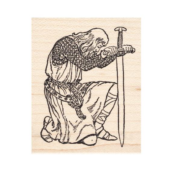 570x570 Kneeling Knight Large Beeswax Rubber Stamps Unmounted Etsy - Kneeling Knight Drawing