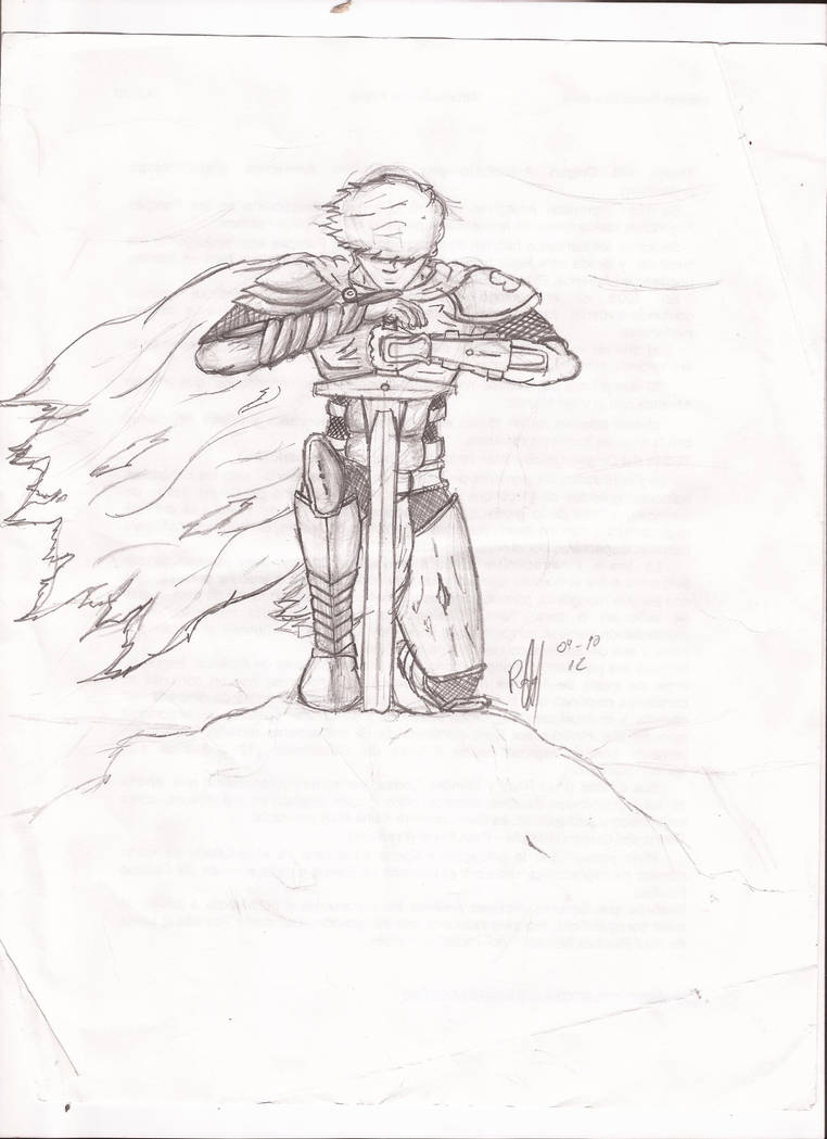 762x1049 Kneeling Knight - Kneeling Knight Drawing