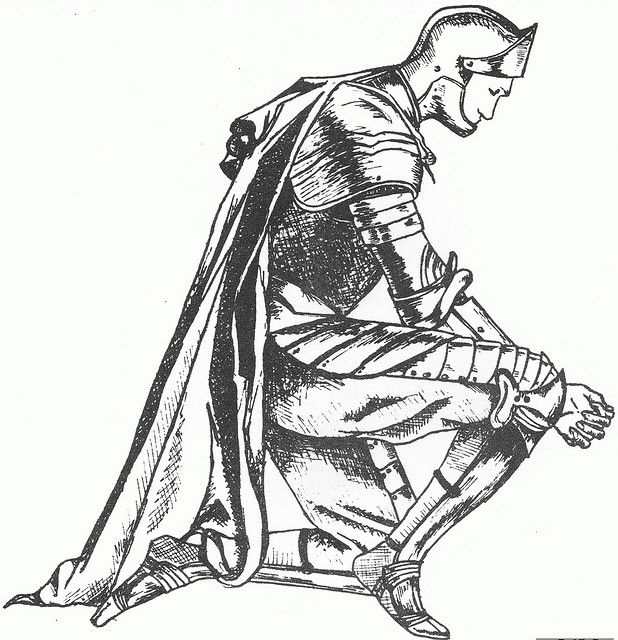 618x640 The White Knight Kneeling - Kneeling Knight Drawing